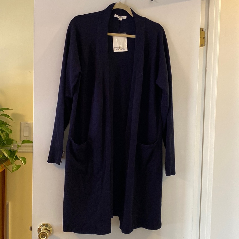 Long navy blue cardigan